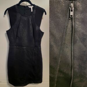 NWT BCBGeneration Black Leather-Textured Fitted Dress